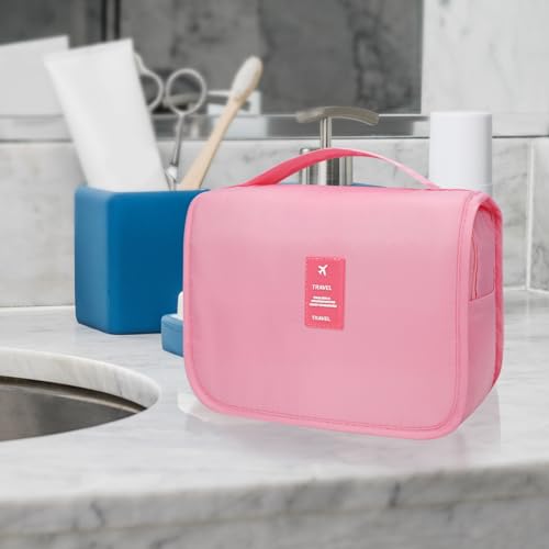 Image of Lcsmaokin Large Capacity Toiletry Bag Travel Bag with Hanging Hook for Men and Women Waterproof Travel Cosmetic Bag Bathroom Storage Bag for Brushes Set, Full-Sized Shampoo, Toiletries, Accessories,