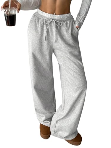 QJQ Girls Wide Leg Elastic High Waisted Pants Baggy Track Pants Sweatpants Trousers Casual Streetwear Ages 8-12