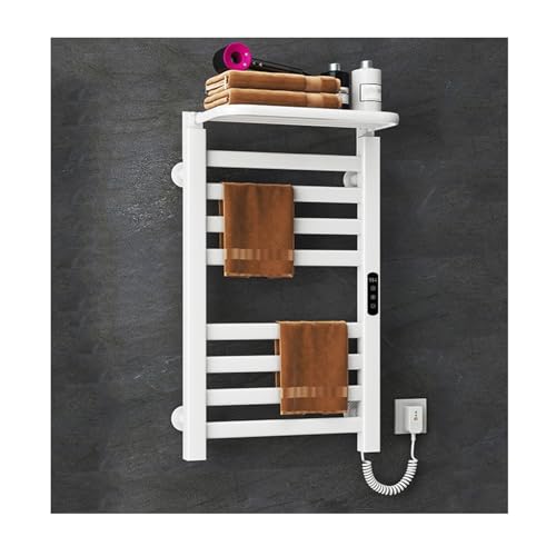 Toallero eléctrico blanco de pared con estante superior y 8 barras rectas 2