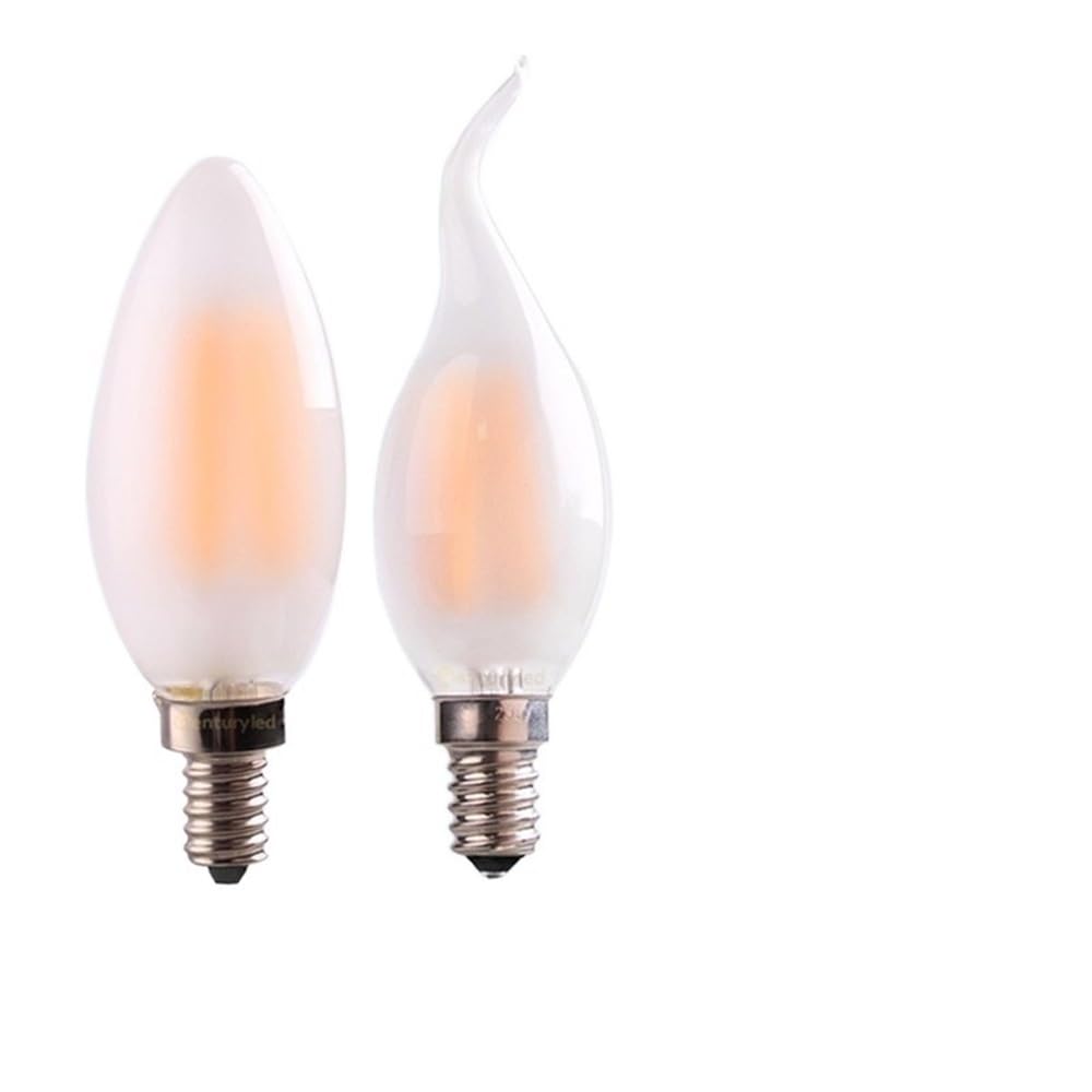 JiuRui LED Ampoules, Lot de 20 ampoules LED givrées laiteuses C35/35T AC220V 4W/6W E14 à vis Blanc chaud 2700K Lumière de bougie(C35 E14,4W)