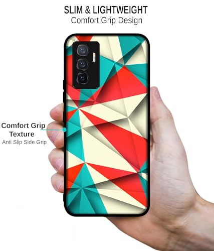 Image of Red Blue White Pattern Design Premium 2D Printed Metal Back Case Cover for Vivo V23E 5G / Y75 4G