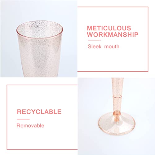 Mr.foam Disposable Champagne Flutes,6Pc Rose Gold Glitter Plastic Champagne Glasses For Parties Plastic Champagne Flutes Cups Plastic Toasting Glasses,Mimosa,Wedding And Shower Party Supplies 6.5 Oz #TOP2