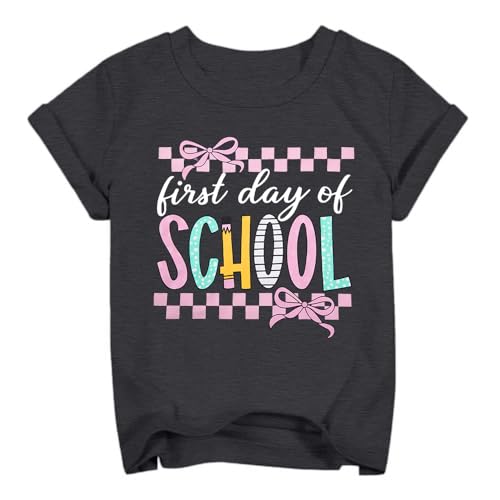 LUKYCILD First Day of School Kids Shirts for Girl Kindergarten Back to School T-Shirt Casual Student Life Short Sleeve Tee