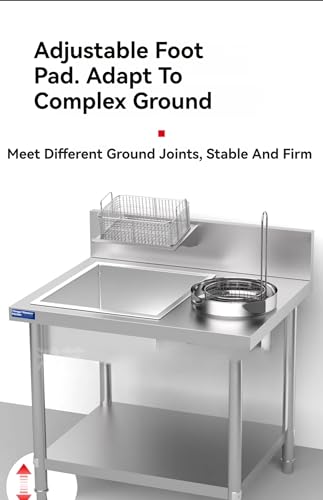 Liecaryam Stainless Steel Breading Table - Commercial Chef Base Manual Breading Prep Station Freestanding Stainless Steel Fried Chicken Breading Worktop Commercial Fried Chicken Base 39Inch  thumb #3