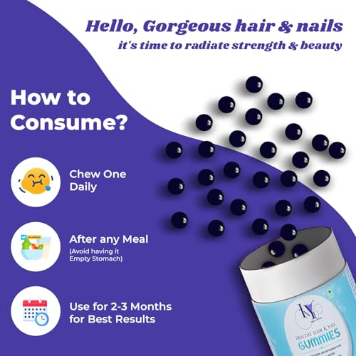 Image of INYU Biotin Hair Gummies for Stronger, Shinier Hair & Nails - 60 Days Pack | No Added Sugar | Gummies with Amla & Grapeseed Extract | Reduces Hair Fall & Strengthens Nails | Mixed Berry Flavor | for Men & Women