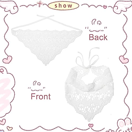 WELROG 3 PCS Hair Scarf, Hair Bandanas Chiffon Head Kerchief, Vintage Knitted Headband for Women, Headwrap for Girls, White, 1 Count (Pack of 3)