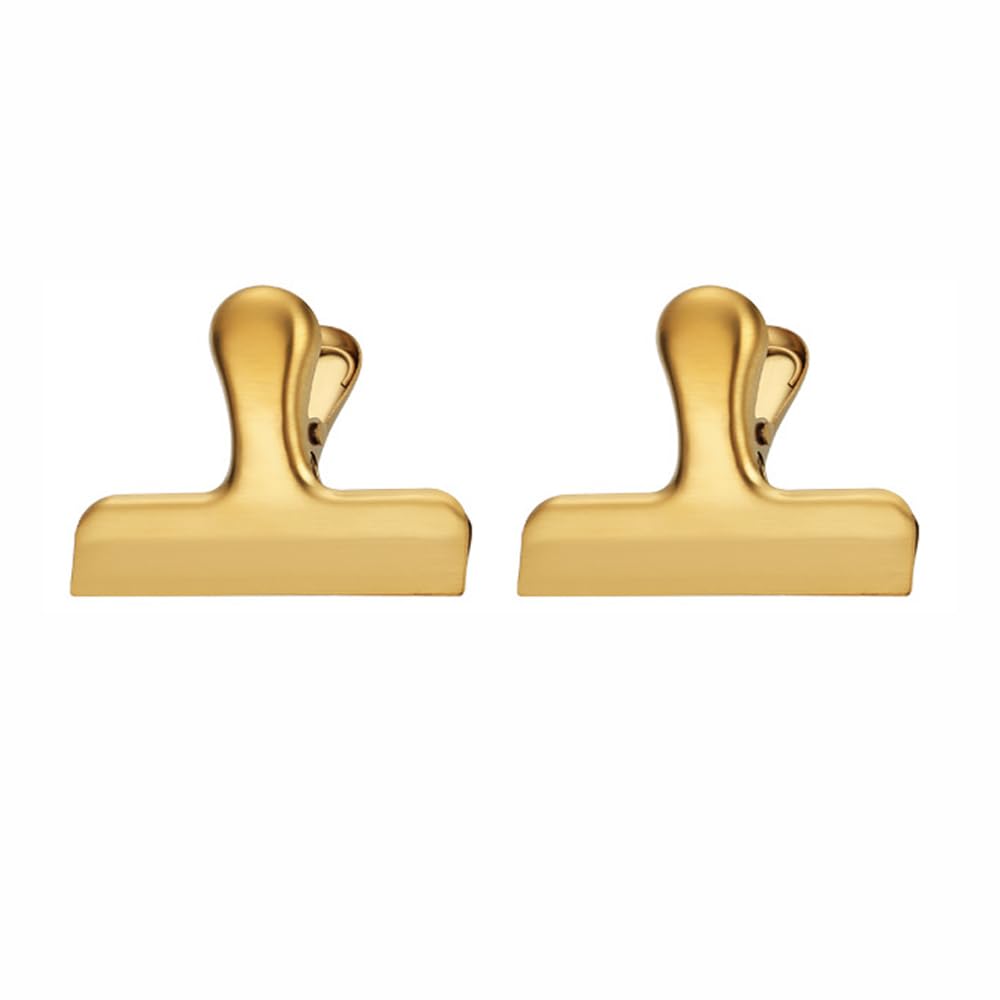2 Pcs Metal Bulldog Clips, Metal Binder Paper Clamps, Stainless Steel Multifunctional Clips for Drawing Board, Pictures, Food Bags (Gold, Medium) — image 1