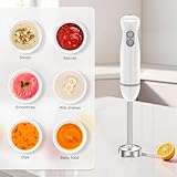 Bonsenkitchen Hand Blender for Kitchen, 2-Speed Electric Portable Stick Blender, Immersion Food Blenders with Stainless Steel Blades for Soup, Smoothie, Puree & Baby Food (White) - Image 7