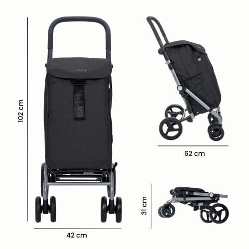 Carlett – Classic Duo Lett430 | Zusammenklappbarer Einkaufswagen | 4-Rad-Einkaufswagen |...