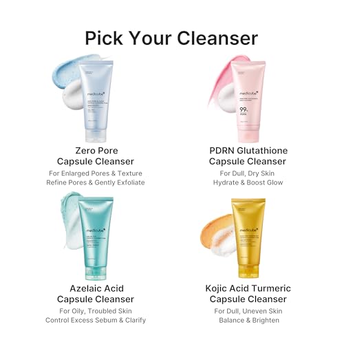 Image of medicube Facial Cleanser PDRN Pink Glutathione Capsule Foam Cleanser | Daily Face Wash for Pore Care, Uneven Skin Tone, Texture | Hydrating & Nourishing Deep Cleansing | Korean Skincare, 4.23 oz