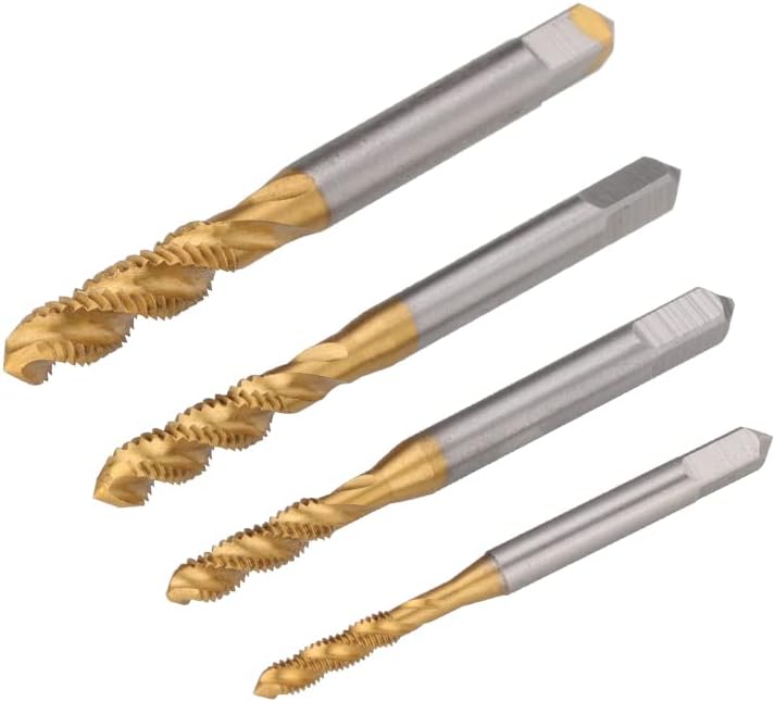 4pcs Spiral Pointed Taps Set M3 M4 M5 M6 HSS Tapping Thread Forming Tap Drill TiN Coated Metric Screw Tap Kit