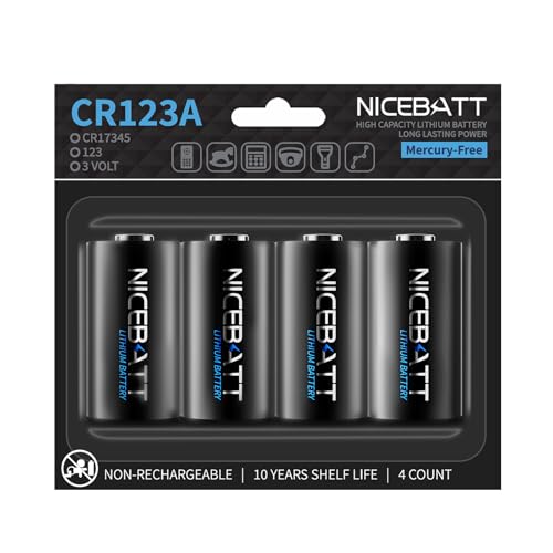 Nicebatt Cr123a 3v Lithium Battery 1500mah Long-lasting For Cameras And Light...