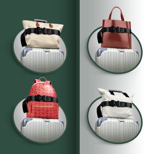Image of Luggage Straps for Carry On, Vethers Add a Bag Travel Belt, Hands Free Luggage Helper, Adjustable and Stylish Belt with Metal Buckles for Second Bag, Tote, Airport Travel Accessory (Jet)