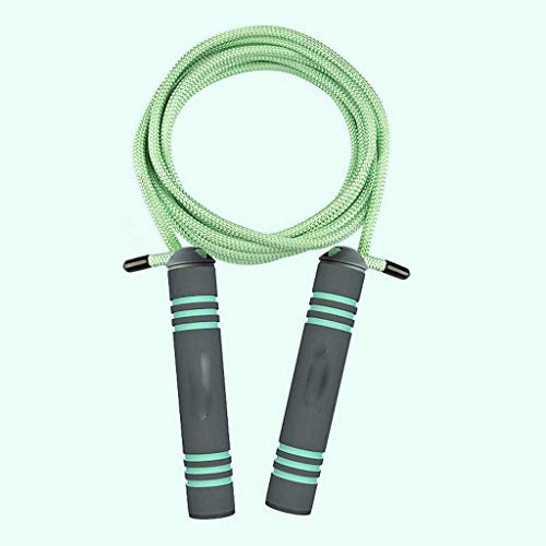 LPAOMKL コードレス縄跳びフィットネススポーツ滑り止めフォームハンドル付き縄跳び(太い編組ロープ)(Green)