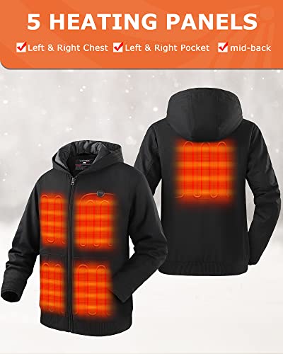 Image of Venustas 12V Men's Dual-Control Heated Canvas Jacket with Battery, Winter Heated Hoodie