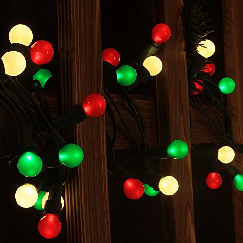 novrose Red White and Green Christmas Lights Outdoor Pearlized G15 70 LED 19ft Plug in Mini Globe String Lights Multi Color Green Wire for Indoor Patio Xmas Tree by novrose - Image 4
