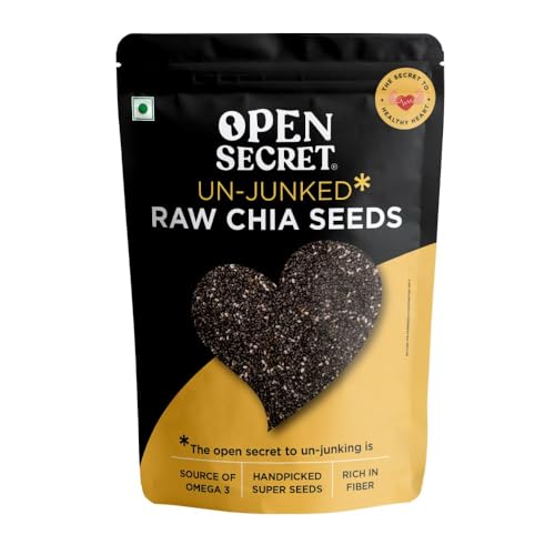 Image of Open Secret Premium Chia Seeds | 200g | Raw Handpicked Chia Seed for Eating, Healthy Snacks, Rich in Protein & Fiber with Omega - 3 & Antioxidants, Un-Junked Power Pack (Pack of 1)