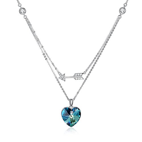 Collier cœur en cristal et argent sterling 925, le cadeau romantique idéal