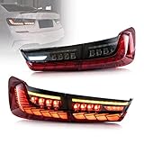 VLAND OLED Red & Smoked Tail Lights W/ Sequential Turn Signal Compatible For [ 2019 2020 2021 BMW 3 Series G20 G80 M3 GTS 330i 340i ] W/ Dragon Scales Dynamic Animation Running Light