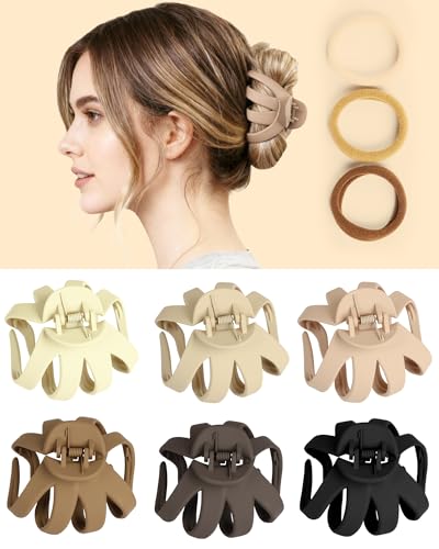 lulir Pinzas Pelo Mujer 6 Piezas, Pinzas Pequeñas Antideslizantes, Mini Clips Cabello Diseño de Ocho Garras, Fuerte Sujeción para Cabello Grueso o Fino, Set con 3 Gomas para Uso Diario/Oficina/Moda