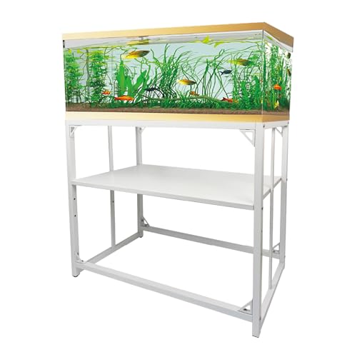 Image of Fish Tank Stand, 40 Gallon Heavy Duty Metal Aquarium Stands, Reptile Tank, Turtle Tank, Breeder Tank Stand, 660LBS Capacity Terrarium Stand Rack with 2-Tier Storage Shelves (White, 36.5 inchx18.5 inchx29.5 inch)
