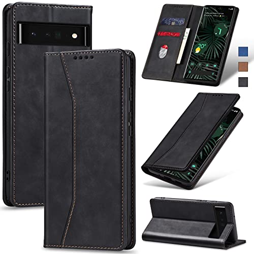 Jasonyu Funda para Google Pixel 6 Pro, Cuero PU Carcasa, Tipo Libro Flip Case con Tarjetas y Cartera, Soporte Plegable. Cierre magnético, Capa (Negro)
