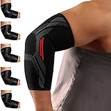 KINETIC EVOLUTION Ellenbogenbandage für Damen und Herren, Sport Kompression, Atmungsaktiv, stabilisiert und unterstützt, Sportbandage für Tennis Voleyball Golf Handball (M, Rot)