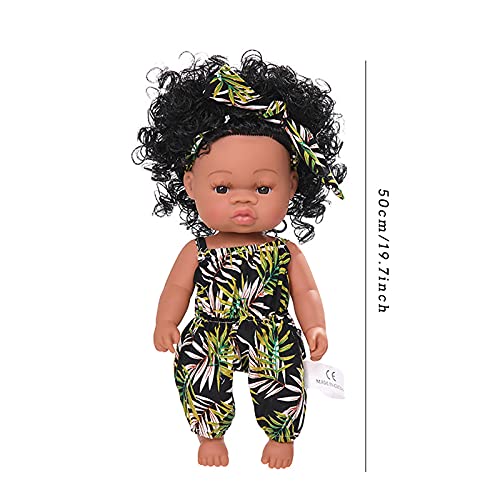Hengqiyuan Schwarze Puppen Mode afrikanische Mädchenpuppen Spielen Puppe 50cm für Kinder,A – Bild 3