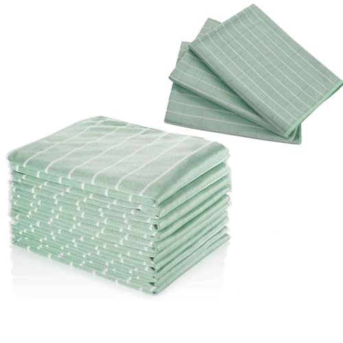Frypay Lot de 12 Chiffons de Nettoyage en Bambou,Chiffon Microfibres en Bambou 40x40cm, nettoie Toutes Les Surfaces sans Trace