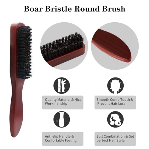 Rigidstone Pack of 3 Boar Bristle Brush, Hair Brush with Wooden Handle, Sleek Bun Brush, Beard Brush Made of Bristles - Image 3