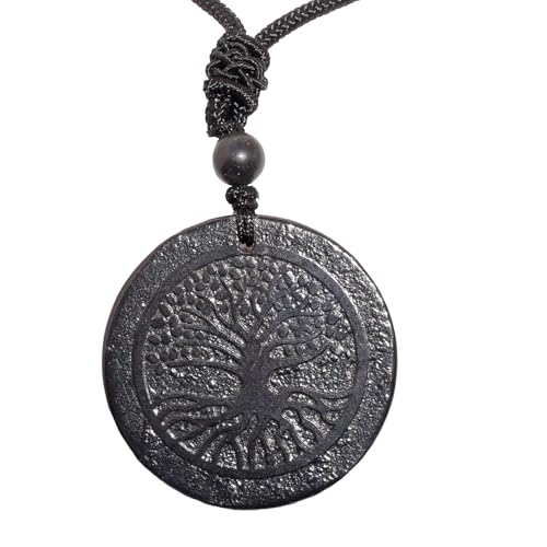 RICHRAIN Shungite Necklace Shungite Stone Pendant Crystal Protection Healing Crystals for Women Men (Tree of Life)