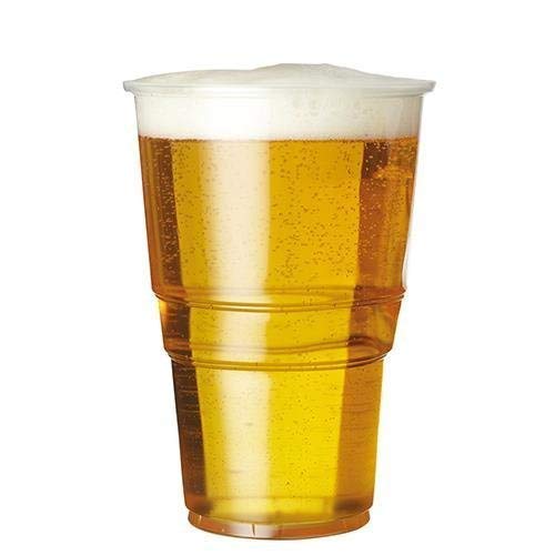 We Can Source It Ltd – 50 x Clear Strong Plastic Half Pint Cups - 10oz Disposable Beer Glasses Tumblers – BPA-Free Plastic Cocktail Glasses with CE Marking – Recyclable Tumblers for Parties