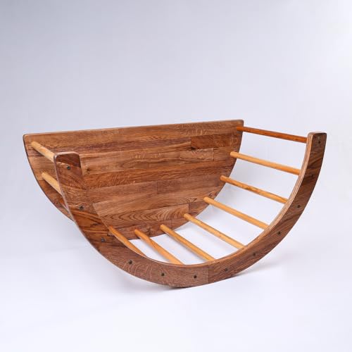 Image of Kids Rocking Bed | Arc Climber | Semi Round Table | Child Safe | Smooth Edges | Multiprpose (Non-Foldable with Mattress, Natural Pine)