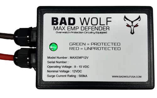 Max EMP Defender 12V DC Surge Protector 500kA Surge Rating Built Using MOV, TVS and GDT Technology. Exclusive Overwatch Protection Circuitry for Protection Against EMP, CME, Solar Flare, Lightning.
