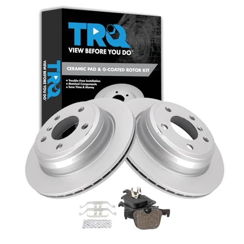 Image of TRQ Rear Brake Pad and Rotor Set Ceramic G Coated Rotors Compatible with 2016 BMW 328i 328xi 428i 428xi and Gran Coupe 2020 430i 430xi and Gran Coupe