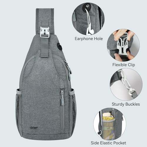 Voova Crossbody Sling Backpack for Men and Women, Grey - image 3
