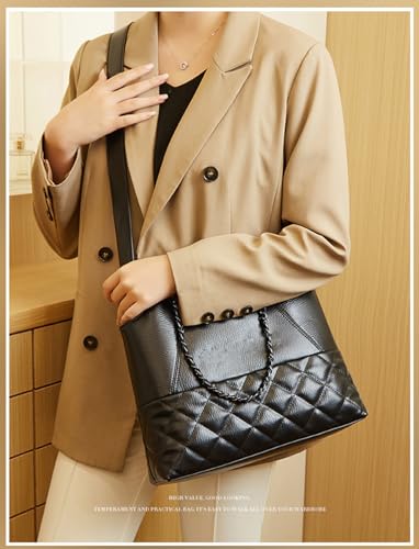 YXBQueen Women's Handbags Quilted Tote Bag for Women Handbags and Purses Black Purse Top Handle Ladies Shoulder Bags3