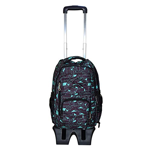 Hzjundasi Mochila con Ruedas Escuela Bolsa de Estudiantes - con Heightened Seis Ruedas Subiendo Escaleras - Trolley Bolsa de Hombro para Chicos Chicas Cabritos Niños (Café+Azul)