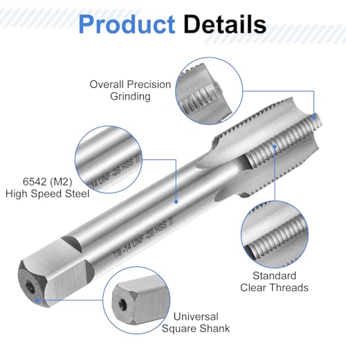 Tarauds à main 7/8"-14 UNF HSS haute performance, usinage de filetage robuste - 5