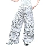 Kids' Fashion Jogger Pants with Plush Star Cargo Pants for Boys and Girls Street Style Wide Leg (Grey, 6-7 Years)