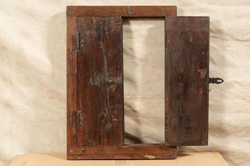 Biscottini Innentür Fenster L 45,5 x T 6,5 x H 62,5 cm - Holztür - Türen für Innen und Außen - Wohnkultur