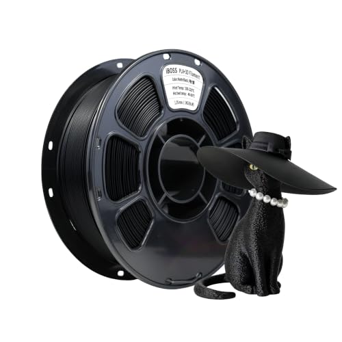 iBOSS PLA Filament 1.75 mm, Black PLA Basic 3D Printer Matte Filament, Dimensional Accuracy +/- 0.02 mm, 1 kg (2.2 lbs) 
