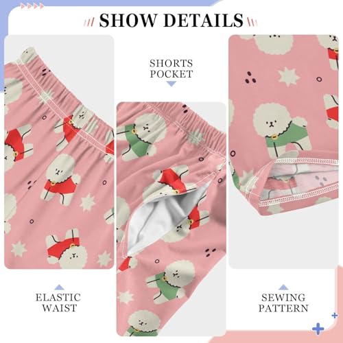 ZZXXB Lovely Bichon Frise Boys Long Pants Soft Trousers Elastic Waist Kids Lounge Bottoms with Pockets S-XL4