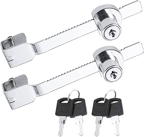 Litensh Cerradura de sierra de hoja deslizante con llave, cerradura de vitrina de terrario de reptiles, cerradura de puerta de vidrio para gabinete, cerradura 2 unidades
