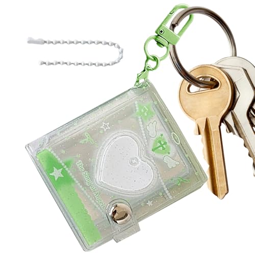 Álbum de fotos con llavero | Libro de colección de tarjetas con diseño de corazón, llavero transparente brillante con 24 bolsillos, para fotos de 2 pulgadas, boda, Navidad, viajes, cumpleaños