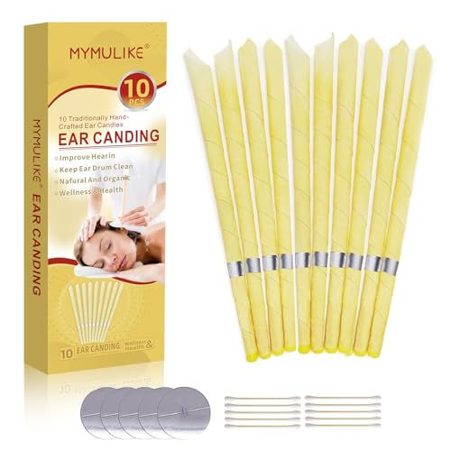 Ohrenkerzen, ohrenkerzen zur reinigung ohrenschmalz,ohrkerzen ear wax removal,ohrenschmalz entferner kerzen,ohrkerzen zur reinigung,bienenwachs 10 Stück mit 5 Schutzscheiben + 10 Wattestäbchen