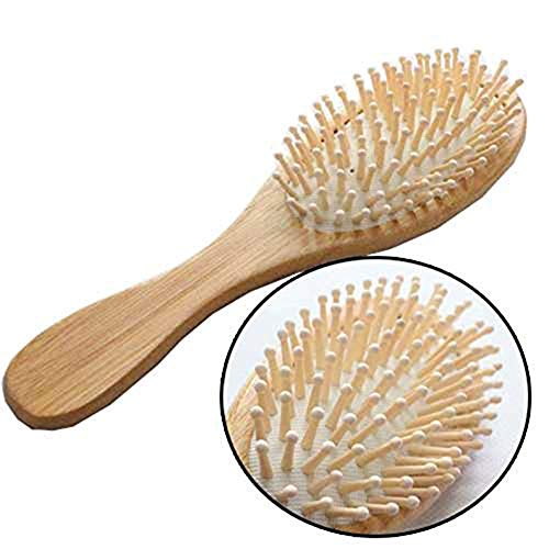 Vektenxi Natural Bamboo Hair Massage Brush Detangling Anti-Static Hair Comb Wooden Bristle Scalp Hairbrush Paddle Cushion Comb for All Hair Types Durable and Useful