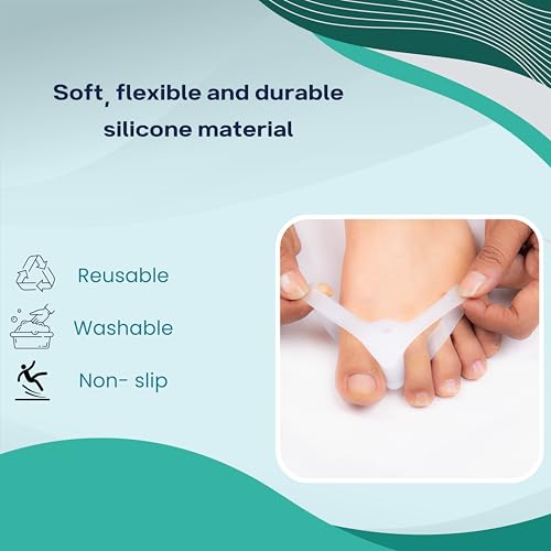 Image of Wonder Care Silicone Toe Separator For Feet Gel Pads Big Toe Corrector Bunion Straightener Yoga Stretcher Hammer Bunion [Pair of 2-4 Pieces]