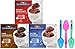 Ghirardelli Premium Microwave Brownie Mug Mix Bundle - Chocolate Peanut Butter, Dark Chocolate, Double Chocolate, Salted Caramel, 4 Servings Per Box - with Set of 4 By The Cup Colorful Spoons