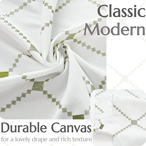 Jinchan Tie Up Valance Curtain With Diamond Embroidery 45 Inch Geometric Valance Rod Pocket Adjustable Tie-Up Shade Valance Window Treatments For Living Room Kitchen Light Filtering 1 Panel Green #TOP5